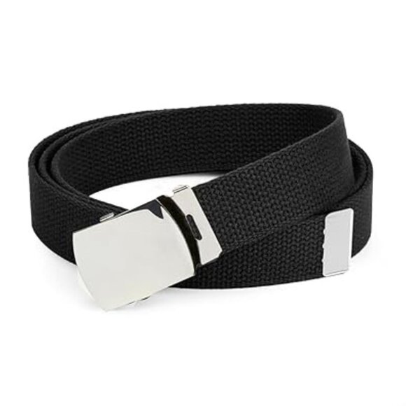 Hold’Em Mens Military Canvas Webbing Belts Slider Buckle Adjustable - Black - Picture 1 of 7